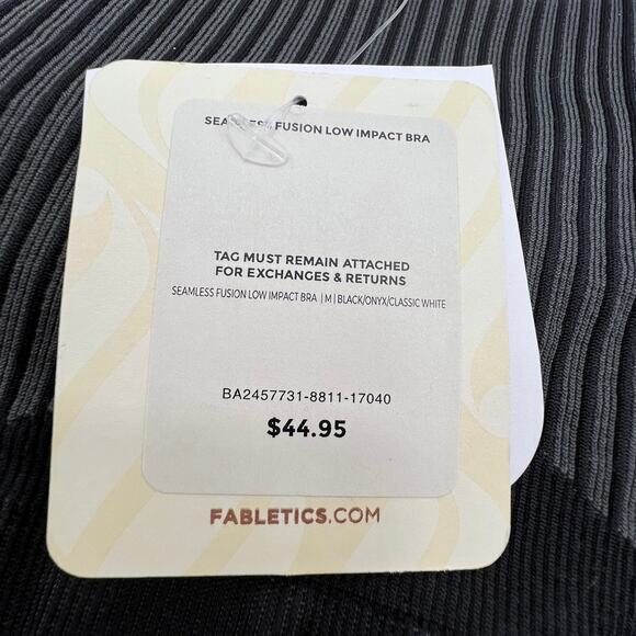 Fabletics Size Medium Reach Low Impact Sports Bra Yoga Pilates Black Gray NWT - Picture 9 of 11